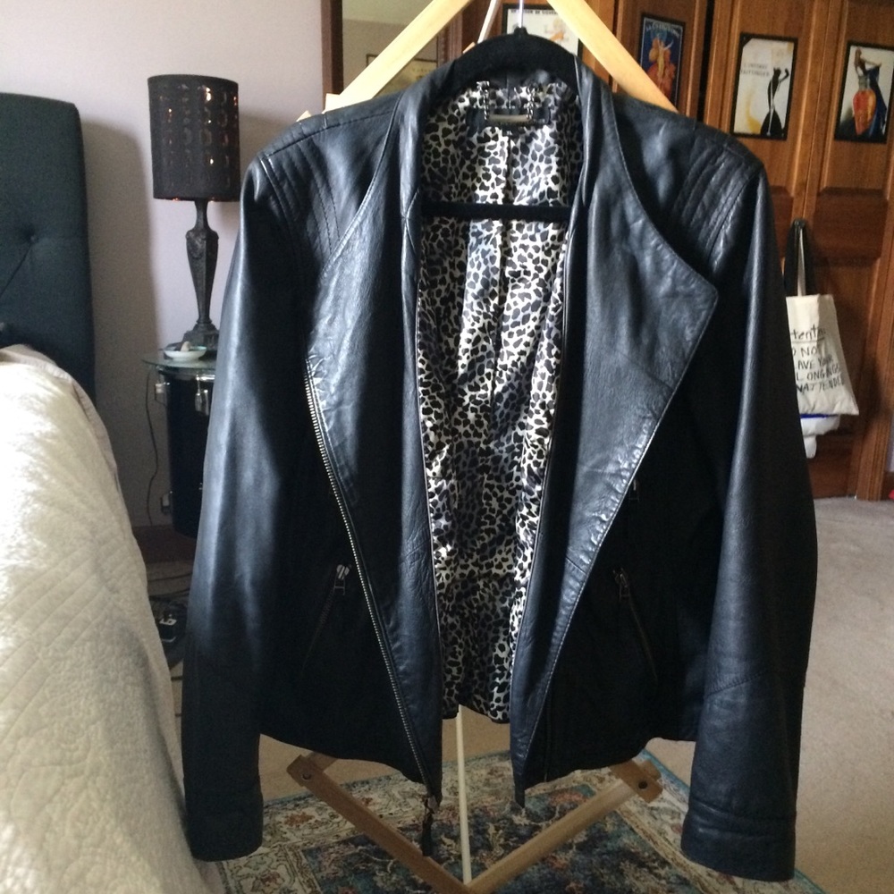 Wilson’s real black leather moto jacket